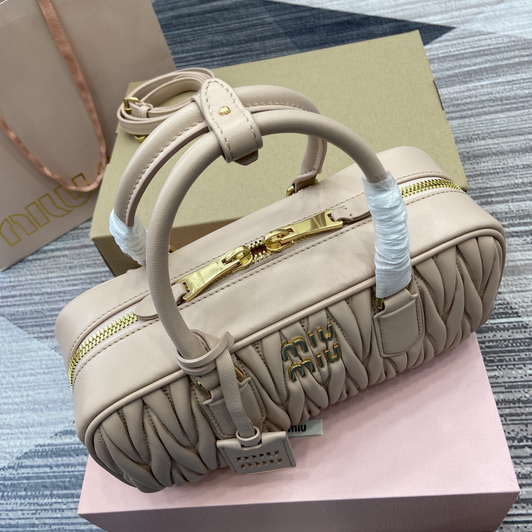 Miu Miu Arcadie Nude Pink Leather Bowling Bag Medium Size 5BB148 5 i1741244665 7737 0