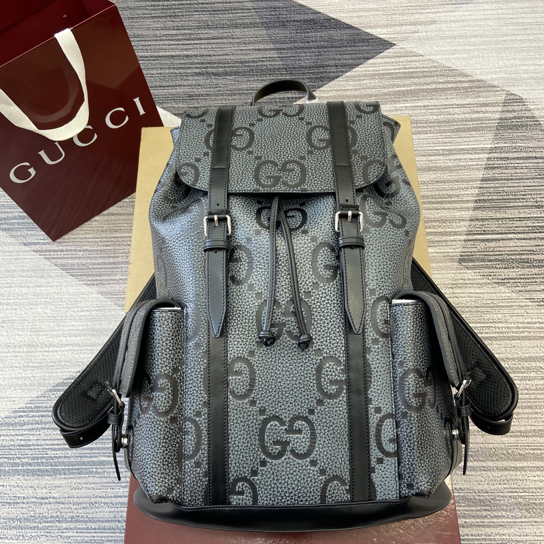 GUCCI Super Double G Grainy Texture Leather Backpack