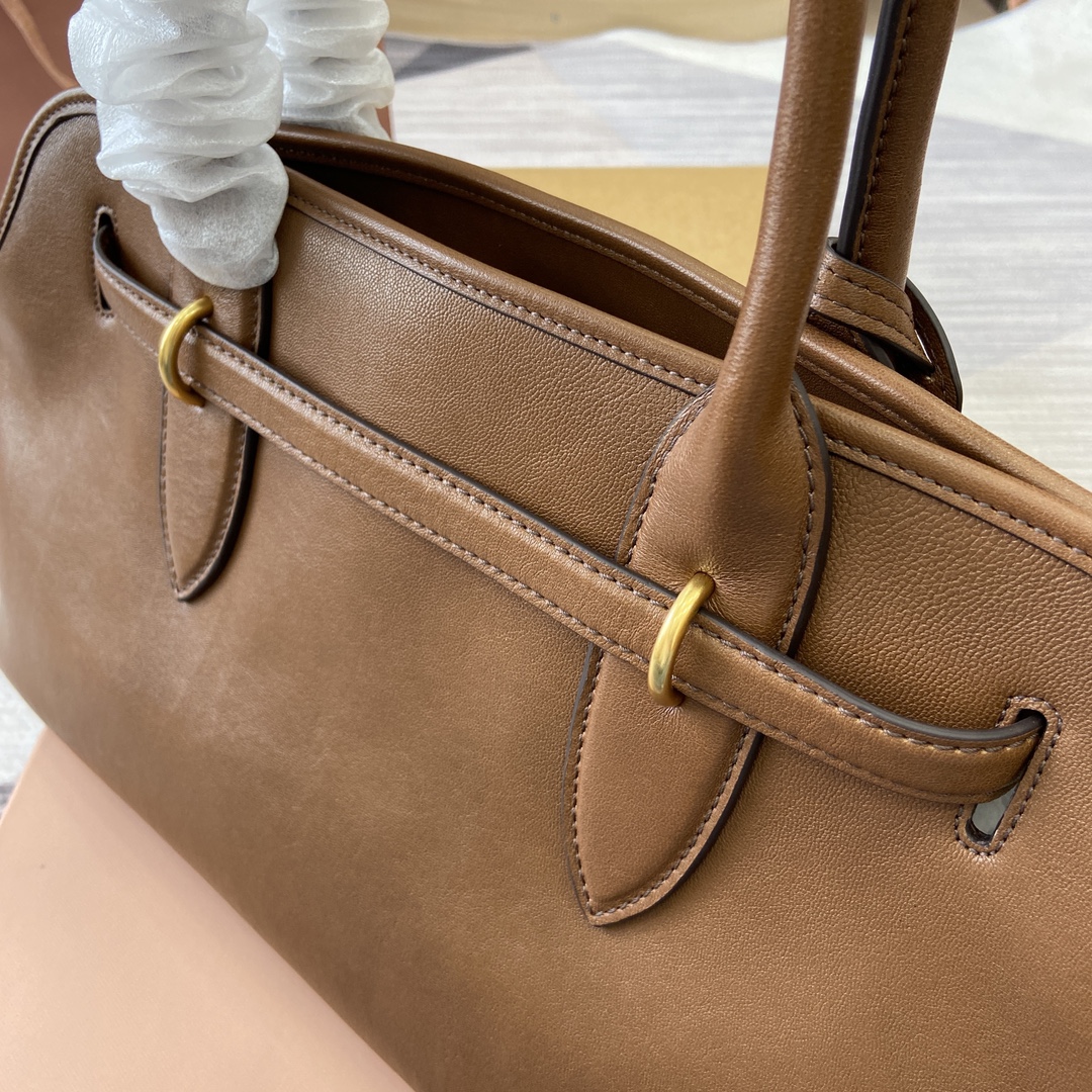 Miu Miu Adventure Nappa Leather Handbag, Brown, 44x22.5x14.5cm, Model 5BG310 4 i1741685243 5027 0