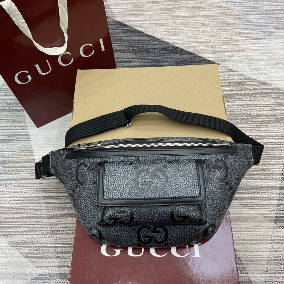 GUCCI 双G 腰包 牛皮革 前袋 可调节腰带