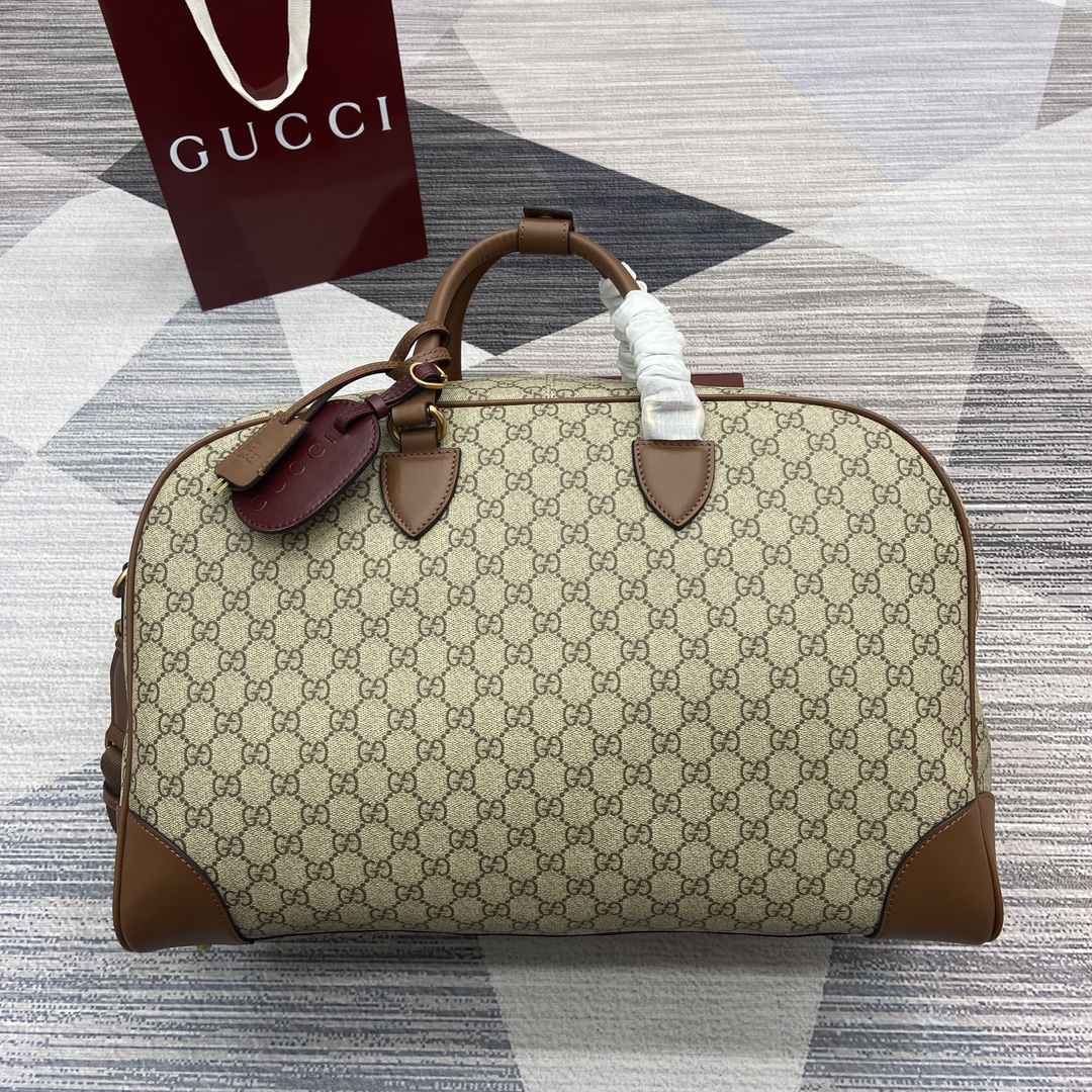 GUCCI GG Emblem Coated Fabric Travel Bag with Detachable Canvas Shoulder Strap