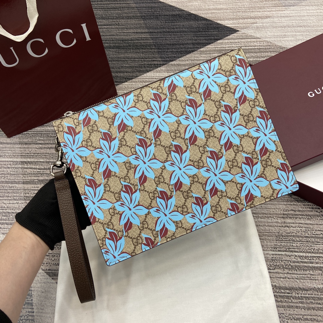 GUCCI GG Emblem сіні прынт PVC свіная скура ручная сумка