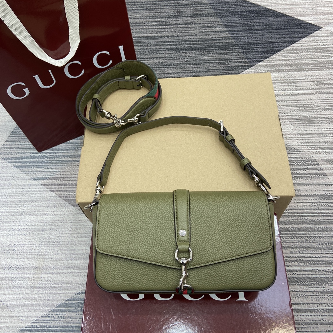 GUCCI сумка через плечо с клапаном, зернистая кожа, карабинный крючок, ремень
