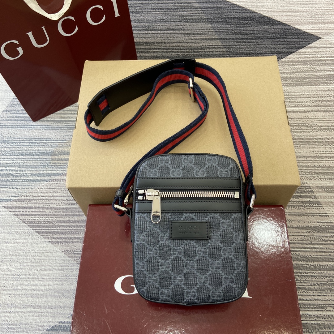 GUCCI мини-сумка для мужчин черная PVC на молнии через плечо