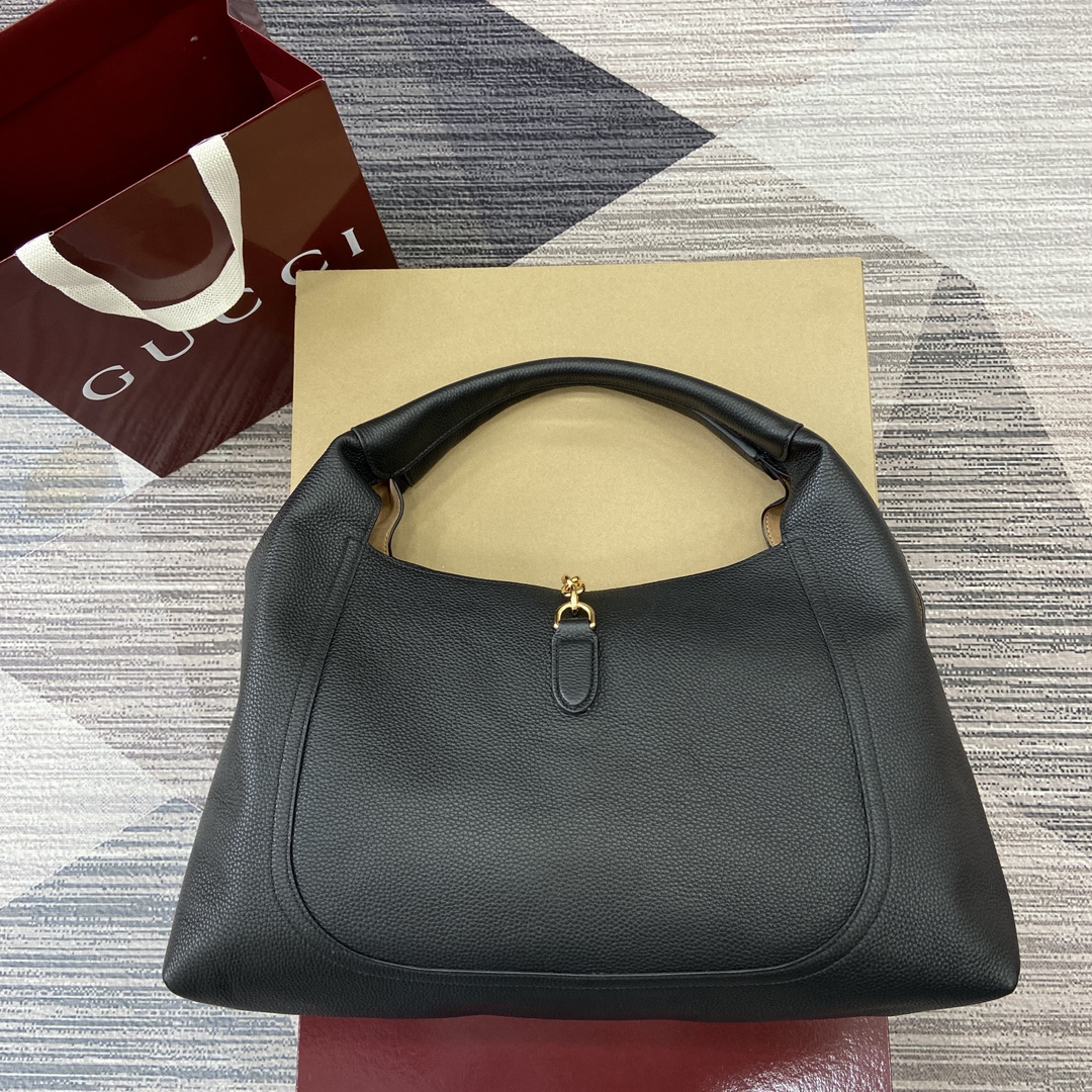 Gucci Softbit Black Leather Shoulder Bag with Horsebit Detail, 46 cm 4 i1743760855 946 0