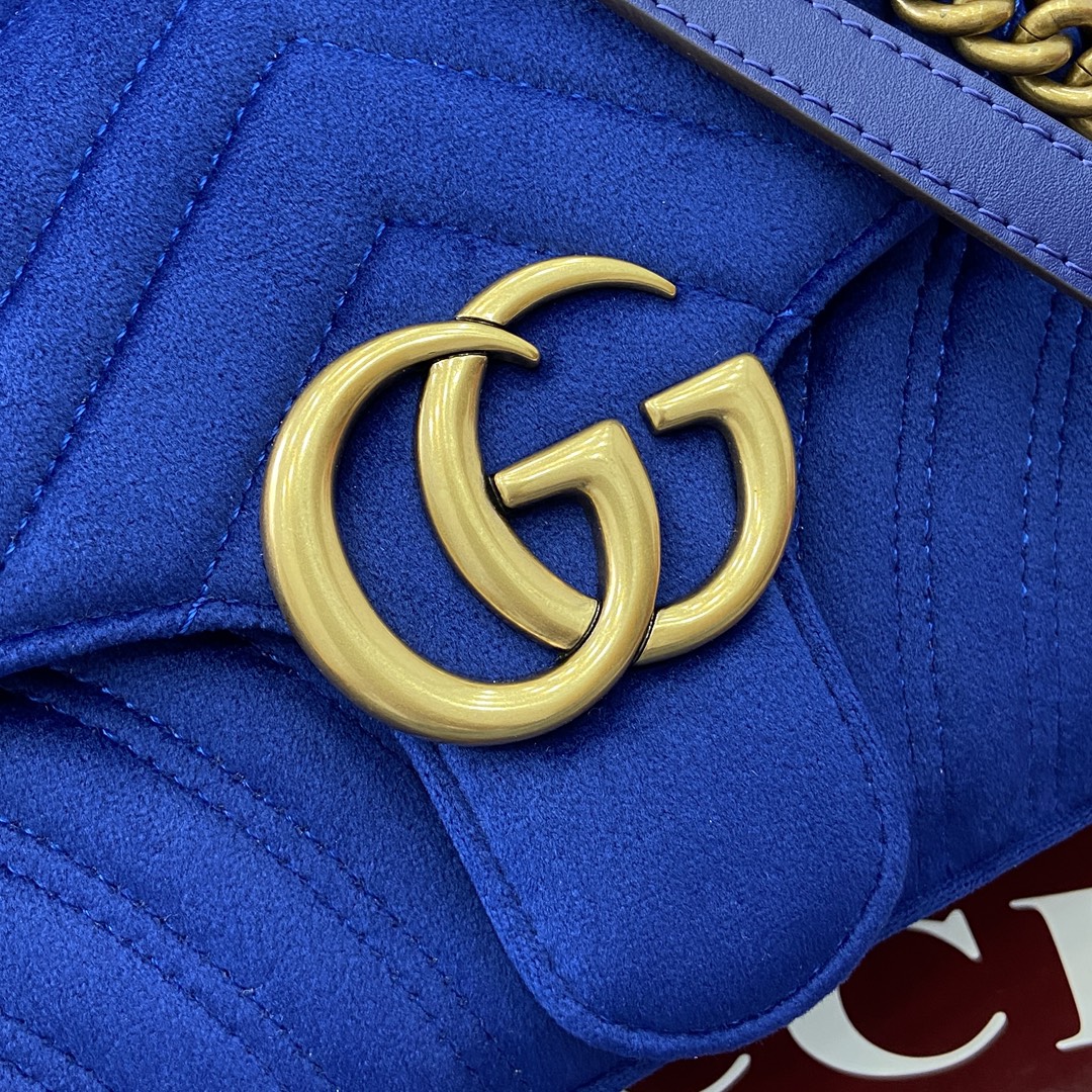 Gucci Marmont Velvet Shoulder Bag, Blue, 26 cm 7 i1743761157 1073 4