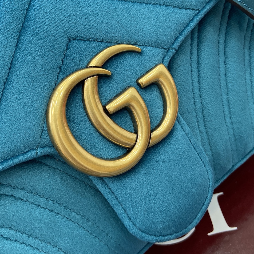 Gucci Marmont Velvet Shoulder Bag, Turquoise, Chain Strap, GG Logo 7 i1743761187 2392 2
