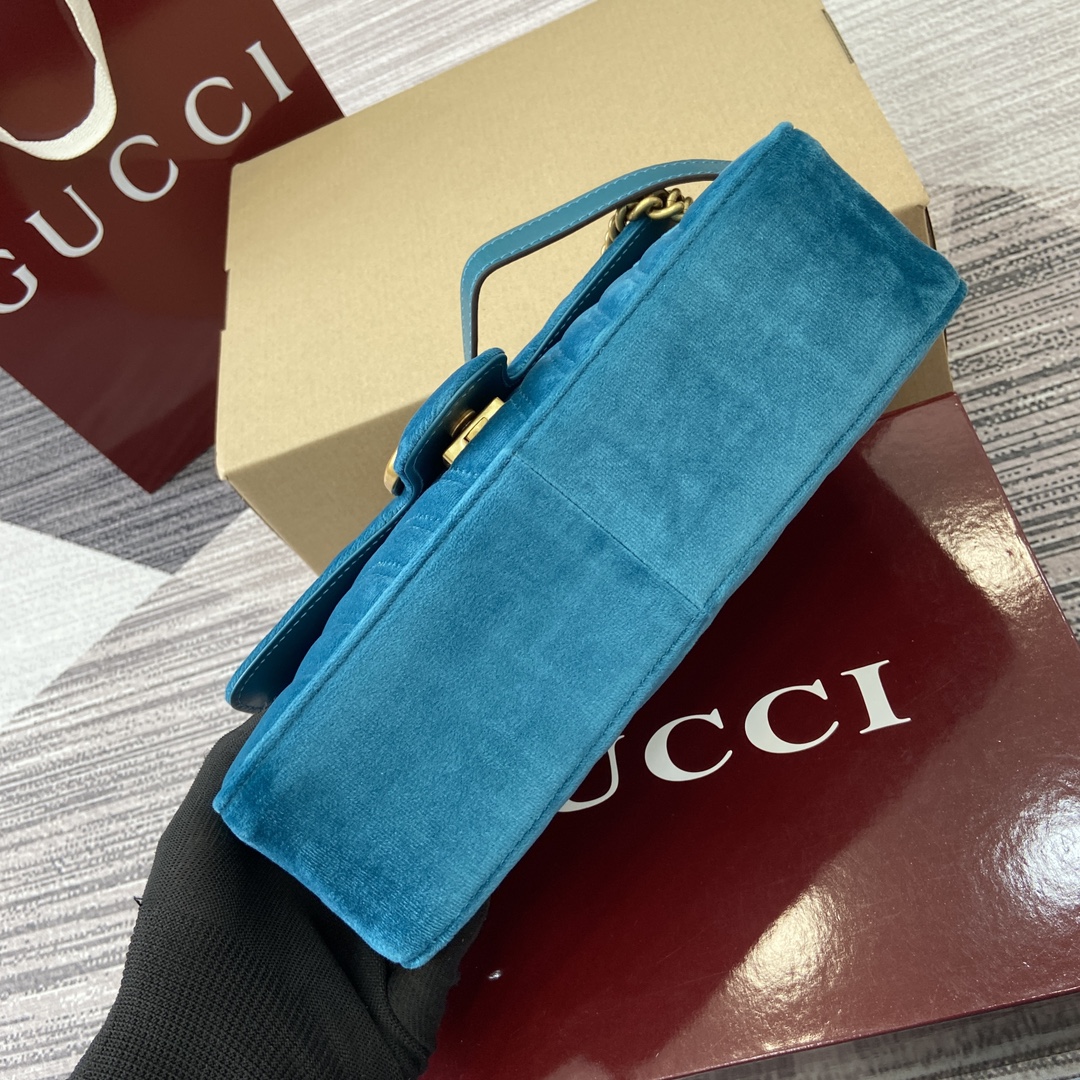 Gucci Marmont Velvet Shoulder Bag, Turquoise, Chain Strap, GG Logo 8 i1743761187 8484 13