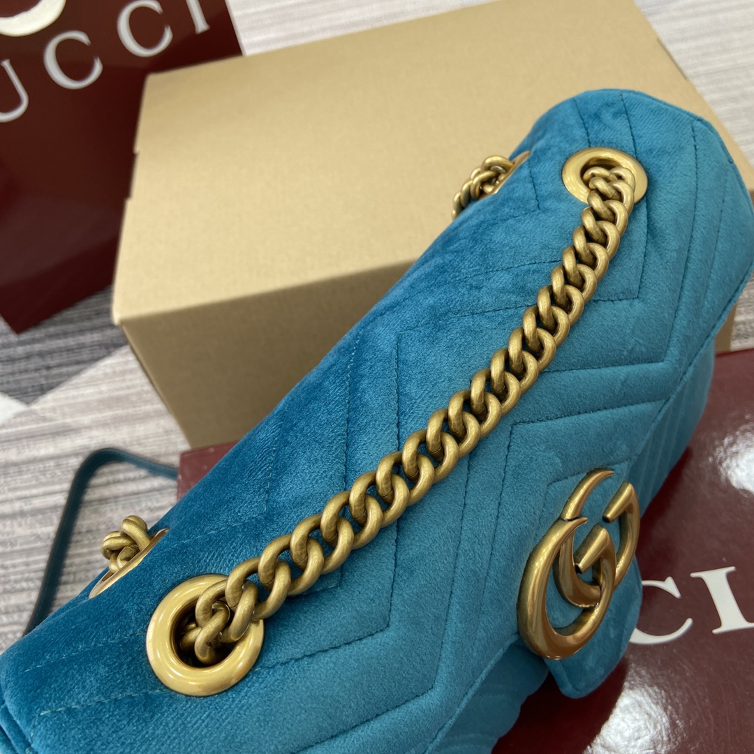 Gucci Marmont Velvet Shoulder Bag, Turquoise, Chain Strap, GG Logo 14 i1743761187 9486 9