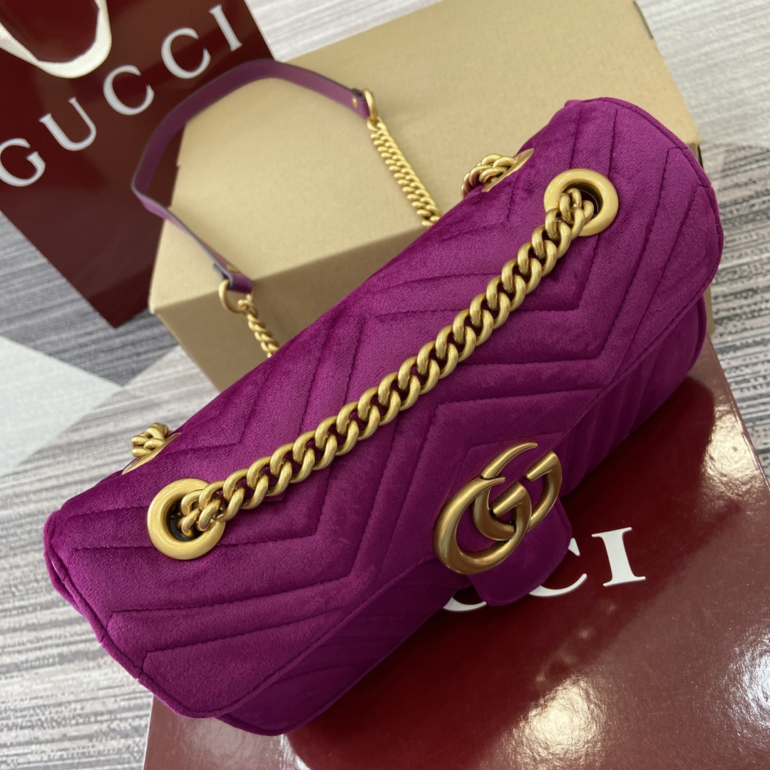 Gucci Marmont Velvet Shoulder Bag, Purple, 26cm x 15cm x 7cm, Model 443497 4 i1743761212 443 0