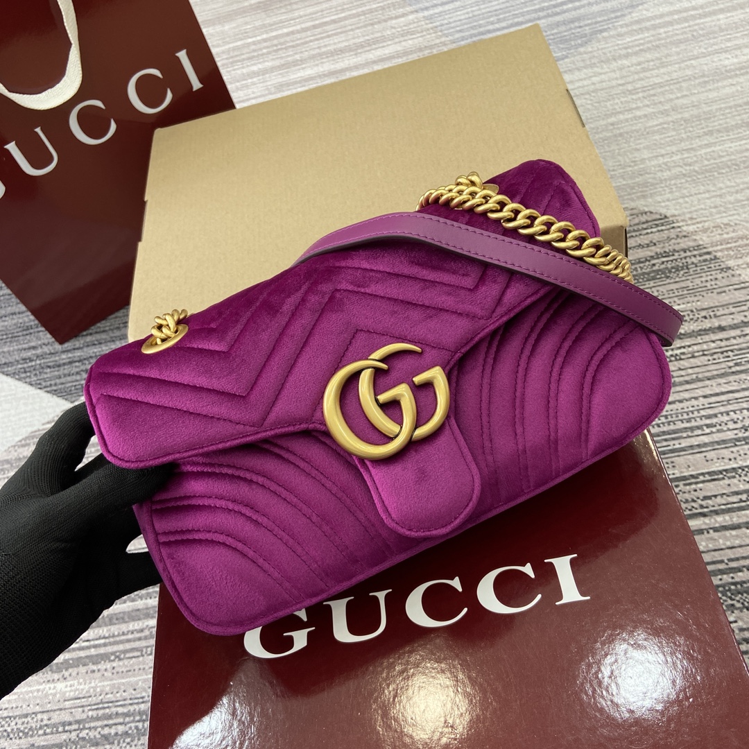Gucci Marmont Velvet Shoulder Bag, Purple, 26cm x 15cm x 7cm, Model 443497 1 i1743761212 4568 0