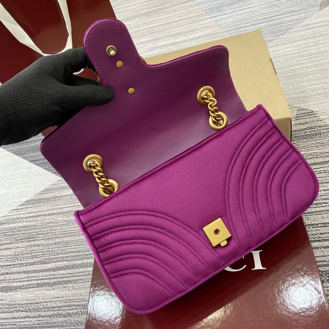 Gucci Marmont Velvet Shoulder Bag, Purple, 26cm x 15cm x 7cm, Model 443497 10 i1743761212 5265 0