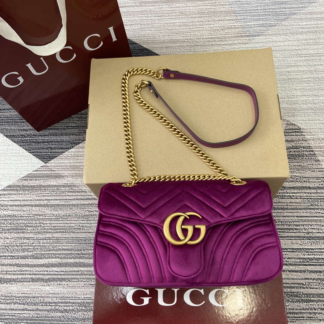 Gucci Marmont Velvet Shoulder Bag, Purple, 26cm x 15cm x 7cm, Model 443497 2 i1743761212 6751 0