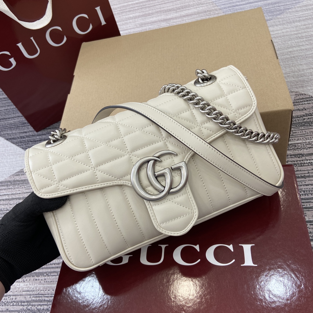 Gucci Marmont White Leather Shoulder Bag 443497 - Elegant & Versatile 2 i1743869923 7972 8