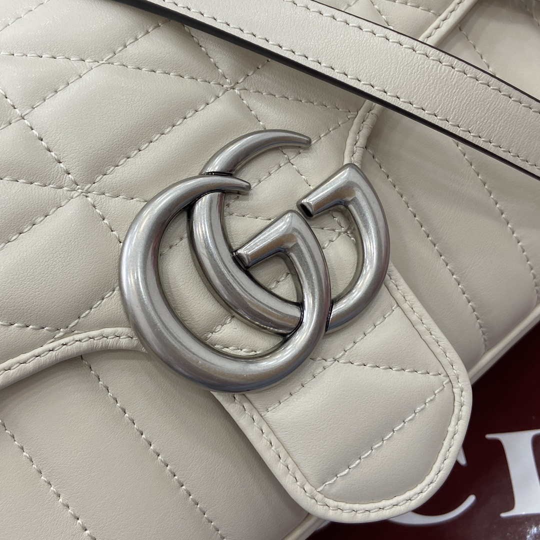 Gucci Marmont White Leather Shoulder Bag 443497 - Elegant & Versatile 7 i1743869923 885 13