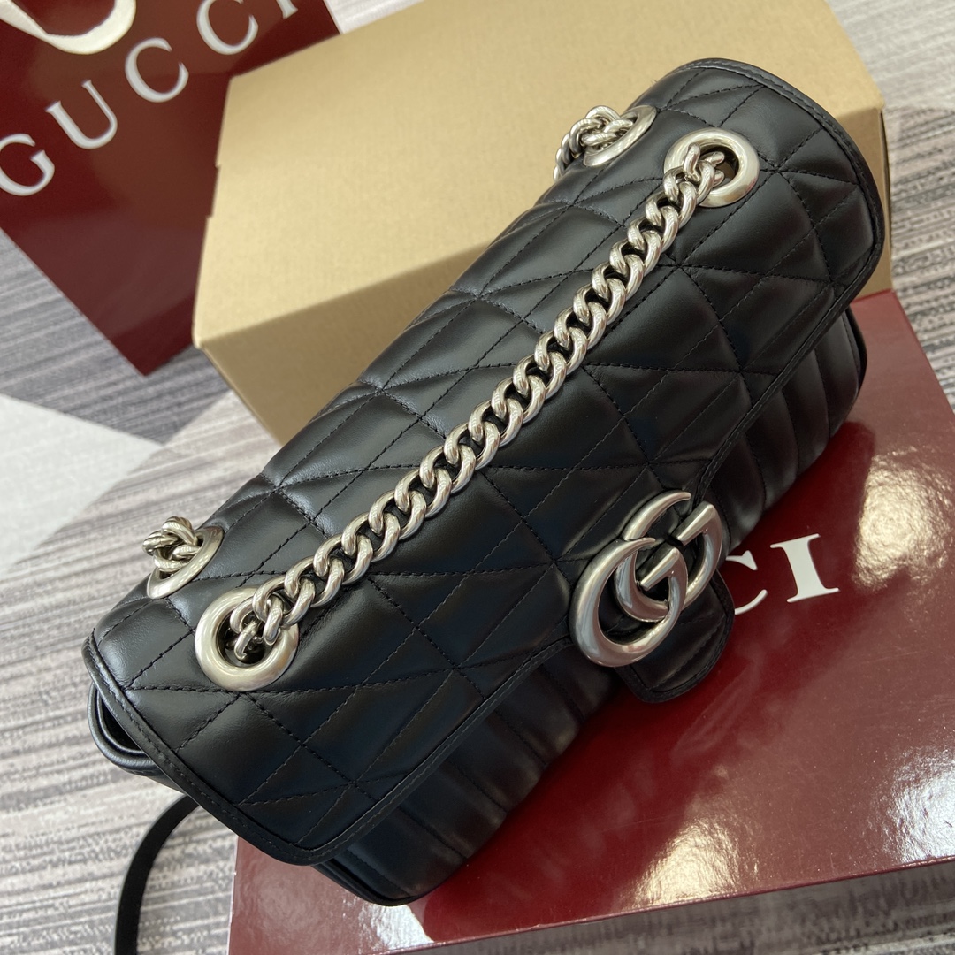 Gucci Marmont Black Leather Shoulder Bag, 26cm, An Elegant Design 6 i1743869955 1531 2