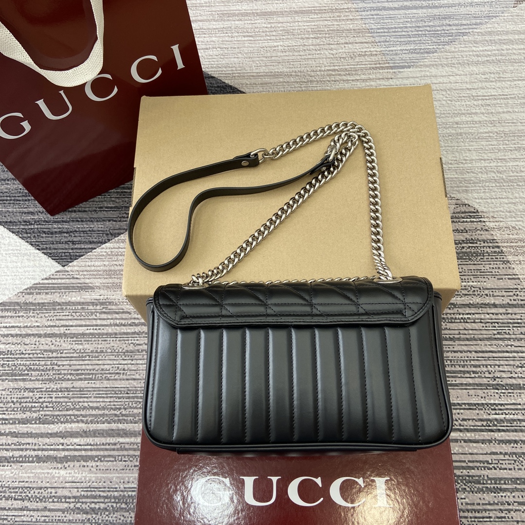Gucci Marmont Black Leather Shoulder Bag, 26cm, An Elegant Design 4 i1743869957 1227 0