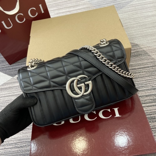 Gucci Marmont Black Leather Shoulder Bag, 26cm, An Elegant Design 7 Gucci Marmont Black Leather Shoulder Bag, 26cm, An Elegant Design