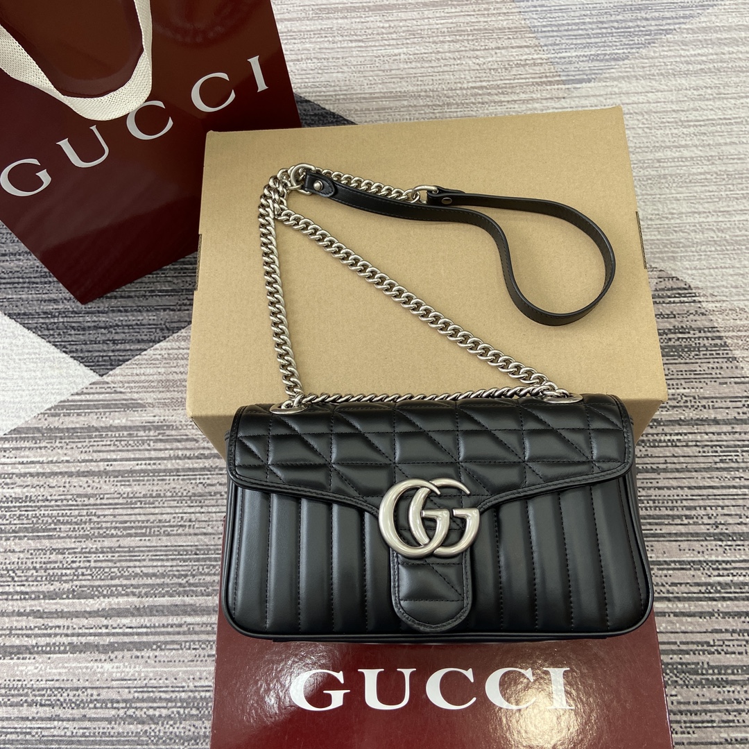 Gucci Marmont Black Leather Shoulder Bag, 26cm, An Elegant Design 3 i1743869957 9427 0