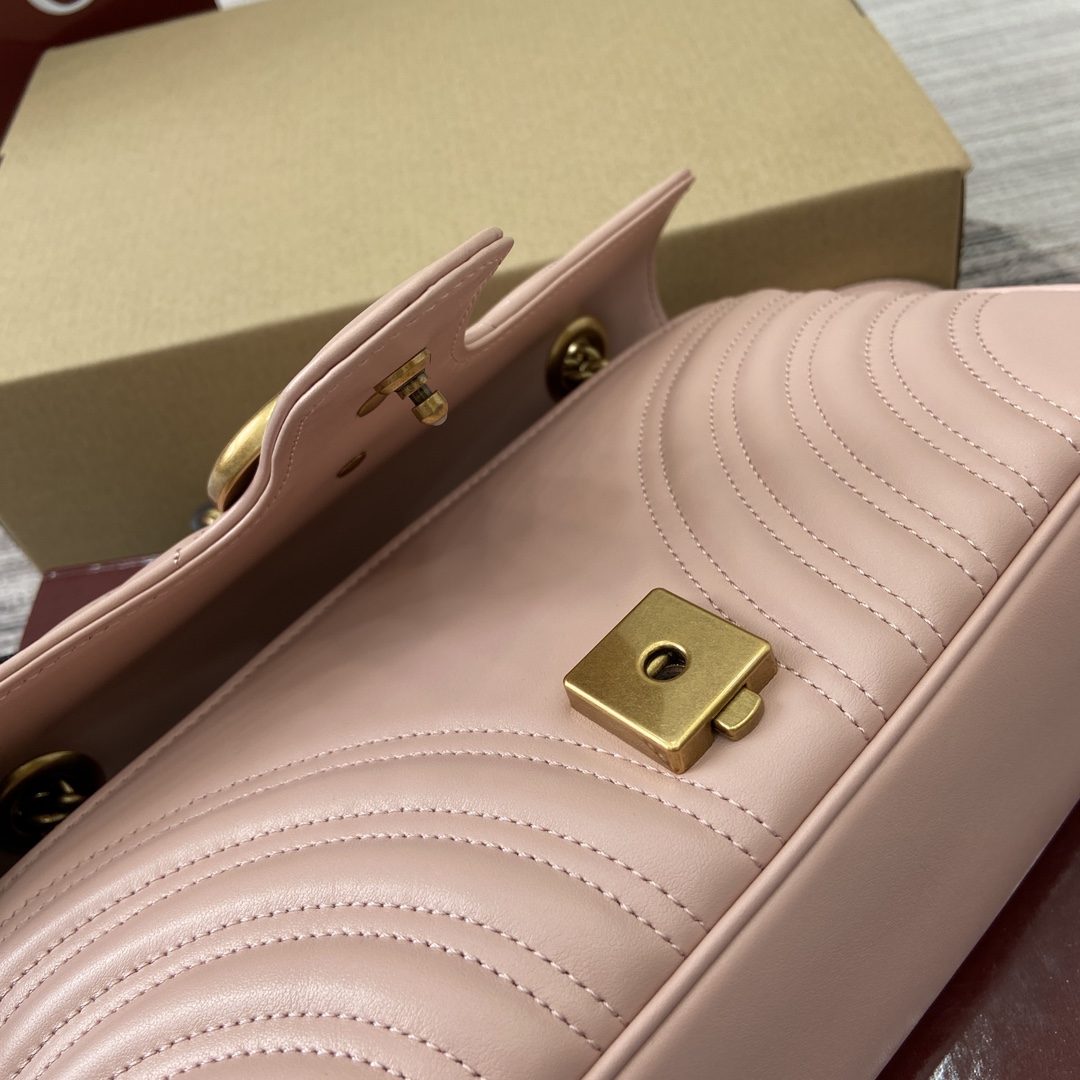 Gucci Marmont Leather Shoulder Bag with Chain, Light Pink, 26cm 10 i1743870105 1020 9