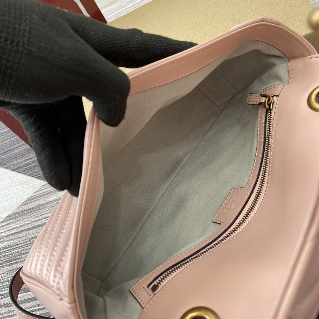 Gucci Marmont Leather Shoulder Bag with Chain, Light Pink, 26cm 9 i1743870106 1477 0