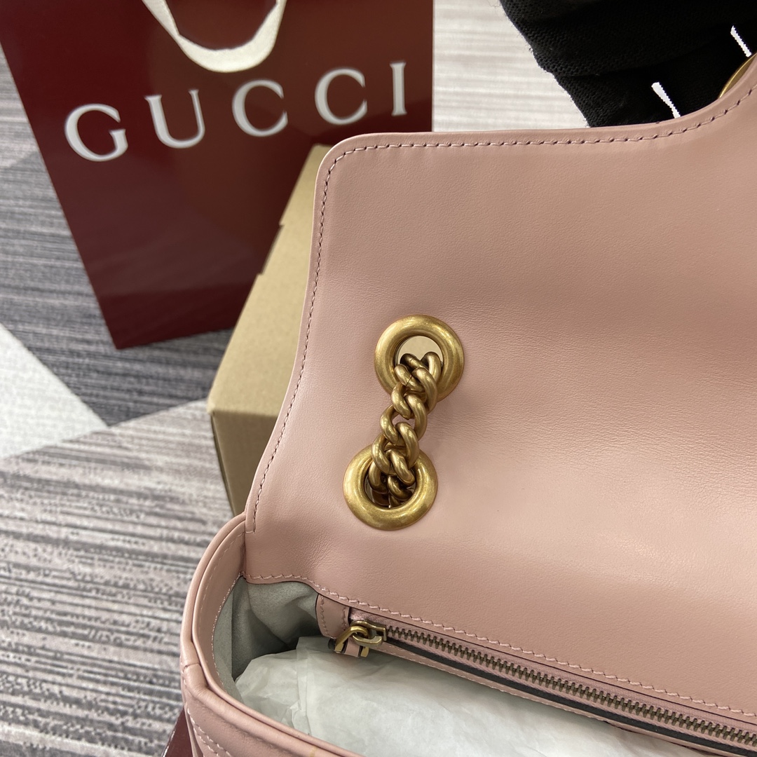 Gucci Marmont Leather Shoulder Bag with Chain, Light Pink, 26cm 12 i1743870106 2411 0