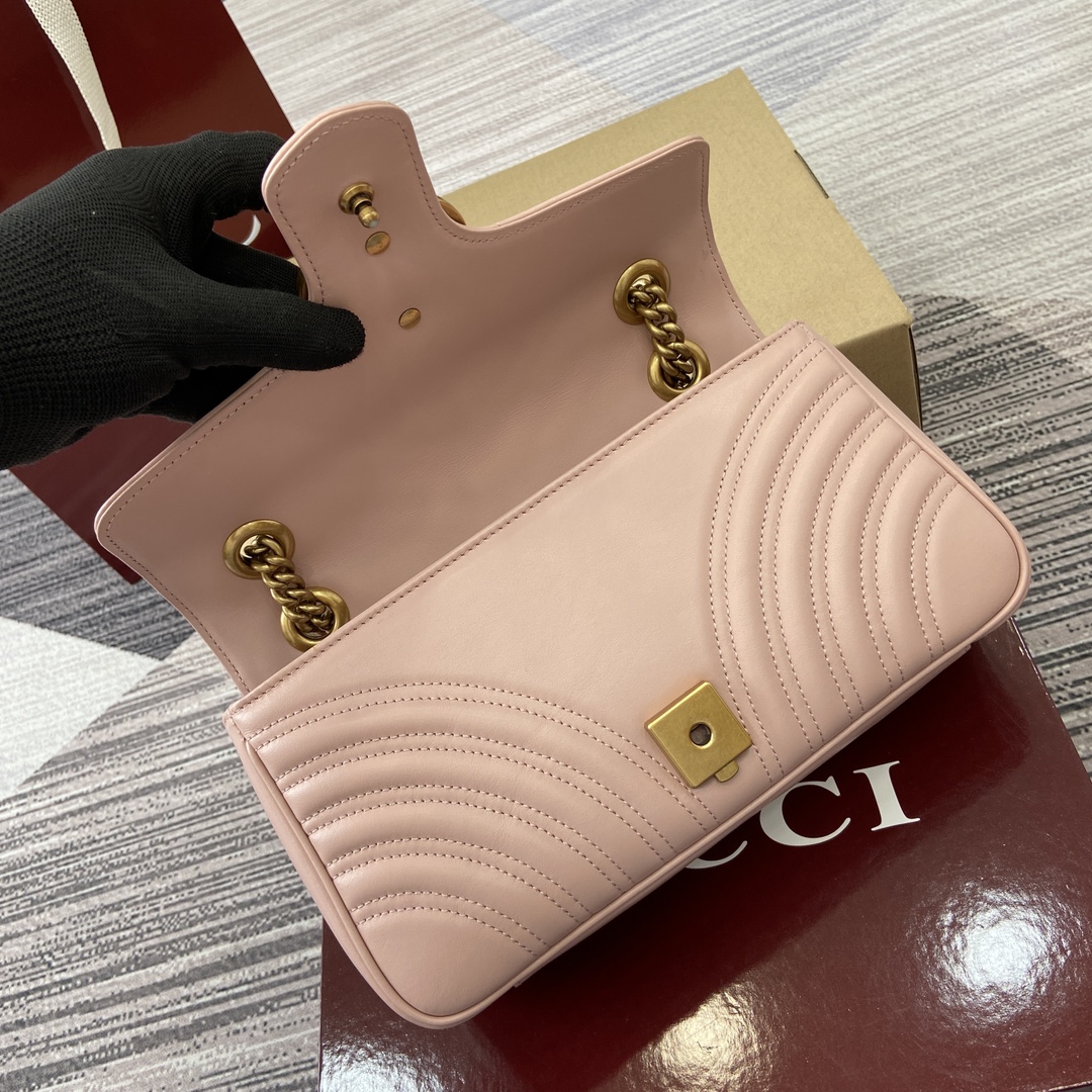 Gucci Marmont Leather Shoulder Bag with Chain, Light Pink, 26cm 11 i1743870106 3314 0