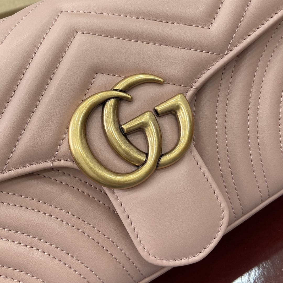 Gucci Marmont Leather Shoulder Bag with Chain, Light Pink, 26cm 6 i1743870106 3340 0