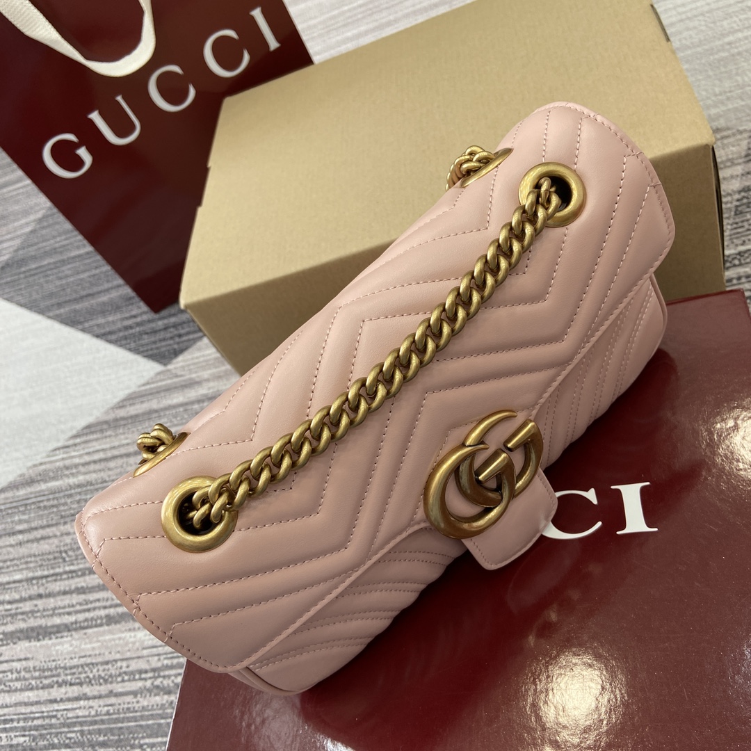 Gucci Marmont Leather Shoulder Bag with Chain, Light Pink, 26cm 5 i1743870106 4072 0