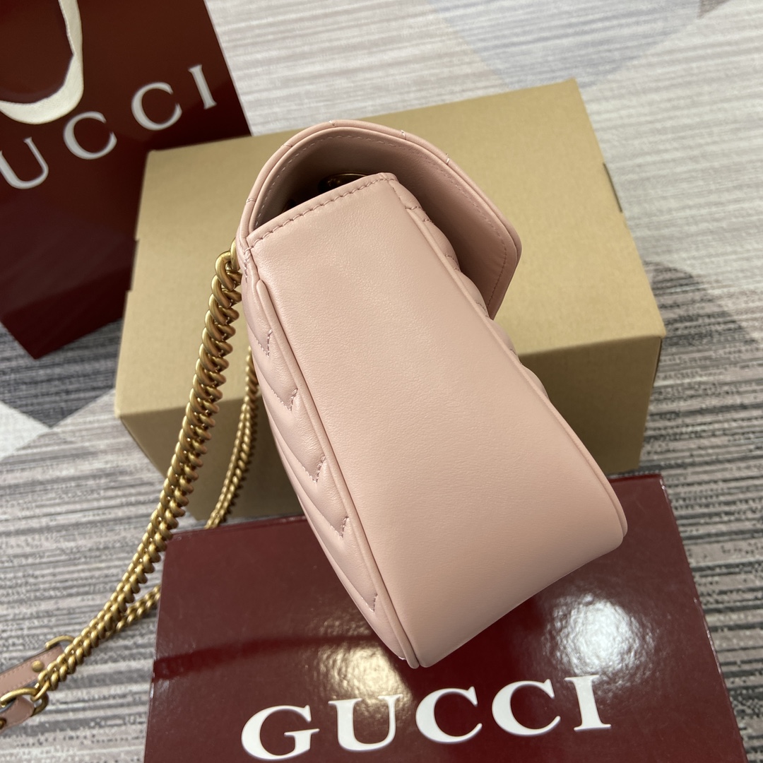 Gucci Marmont Leather Shoulder Bag with Chain, Light Pink, 26cm 4 i1743870106 5869 0
