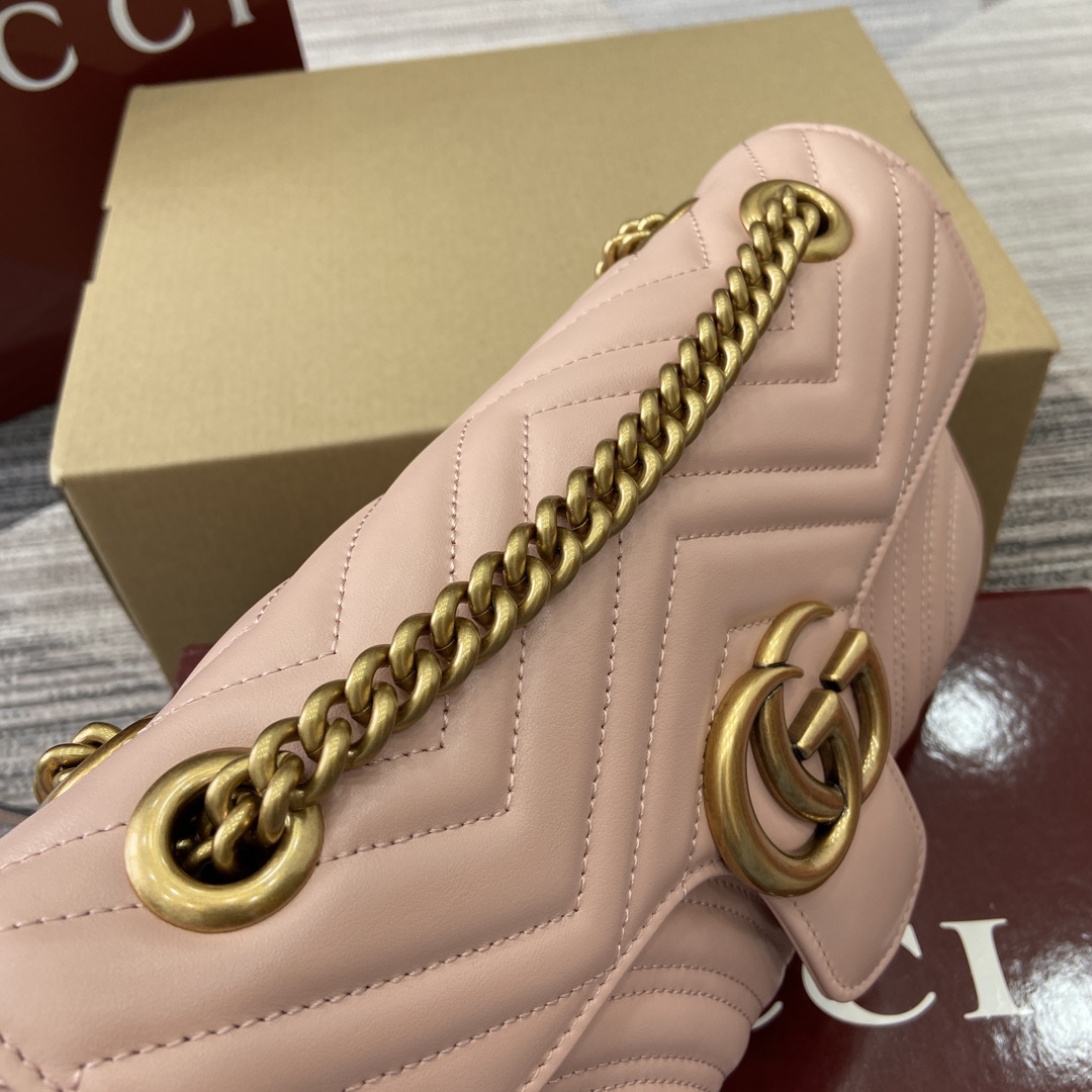 Gucci Marmont Leather Shoulder Bag with Chain, Light Pink, 26cm 7 i1743870106 8570 0