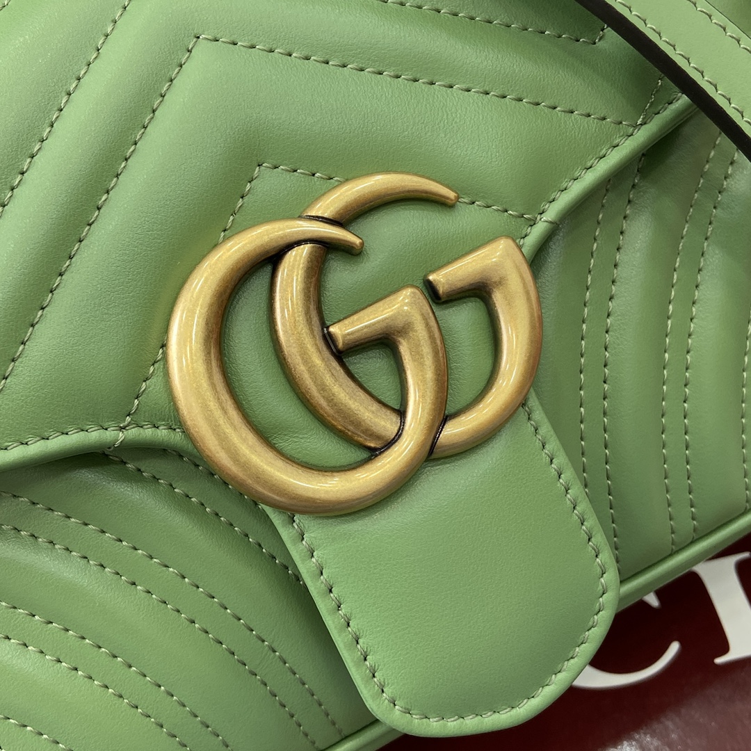 Gucci Marmont Avocado Green Leather Shoulder Bag with Chain Strap 9 i1743870162 1108 0