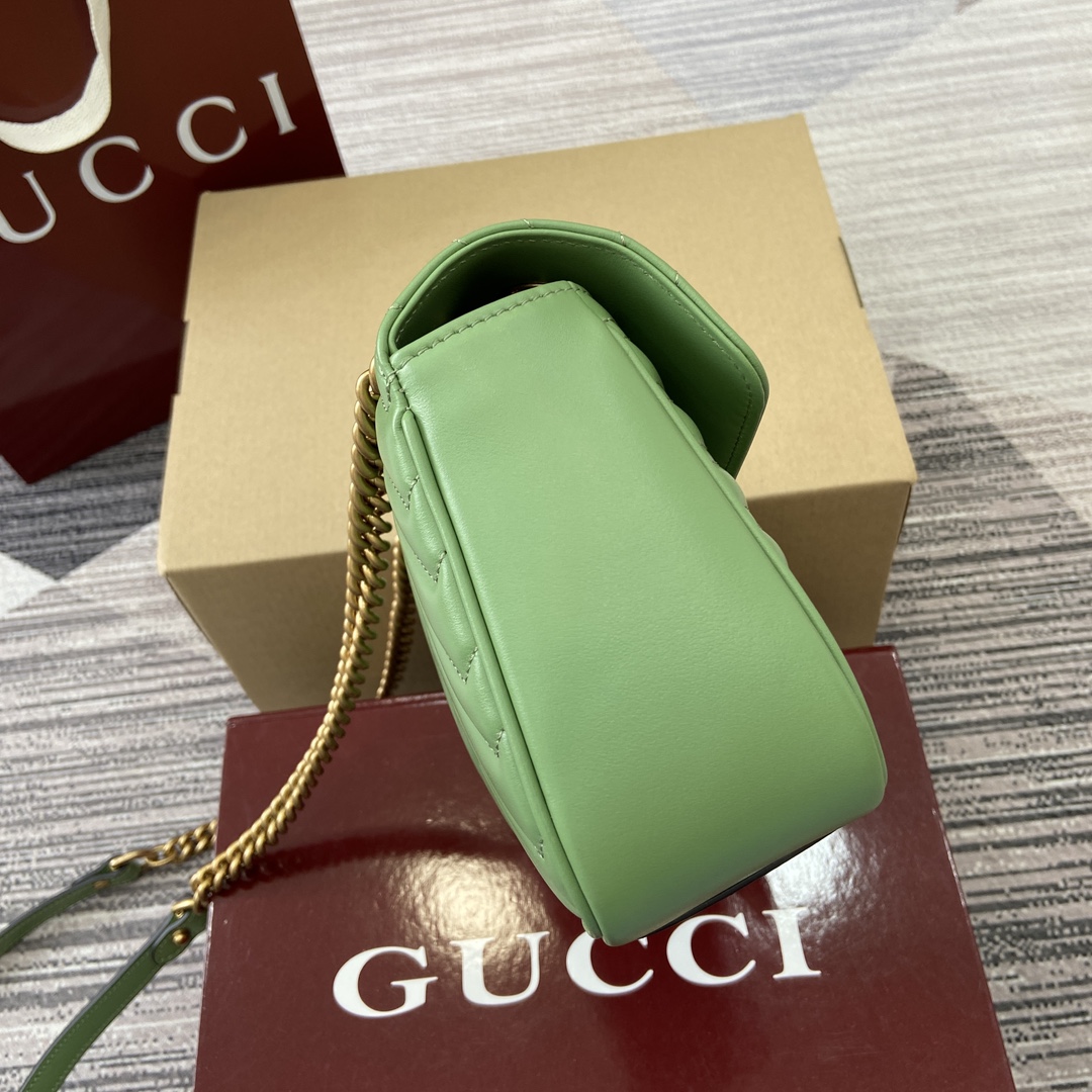 Gucci Marmont Avocado Green Leather Shoulder Bag with Chain Strap 5 i1743870162 170 0