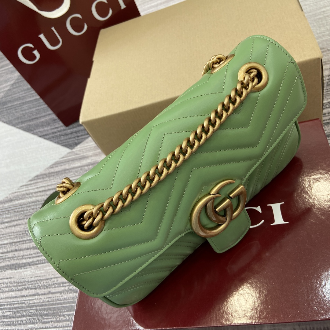 Gucci Marmont Avocado Green Leather Shoulder Bag with Chain Strap 6 i1743870162 3200 0