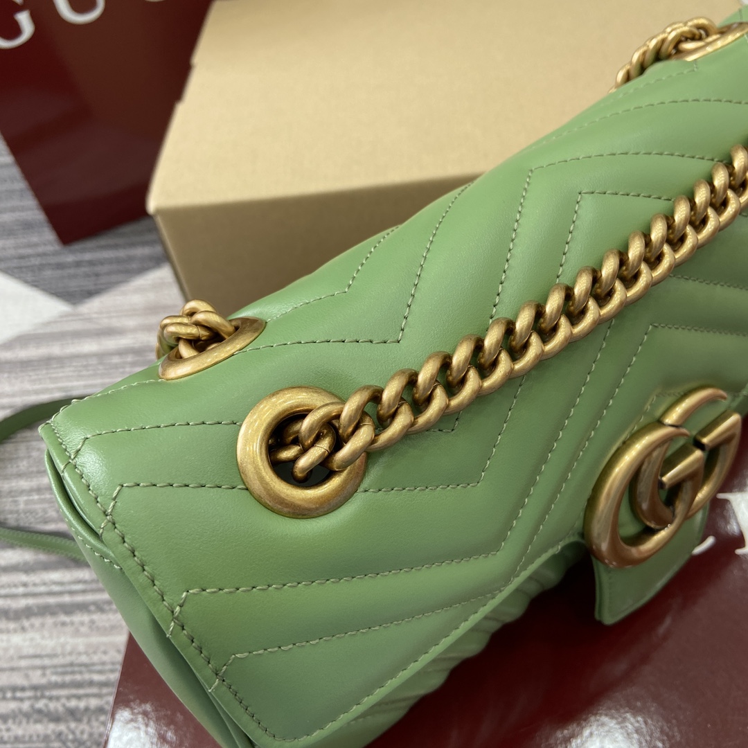 Gucci Marmont Avocado Green Leather Shoulder Bag with Chain Strap 8 i1743870162 4828 0