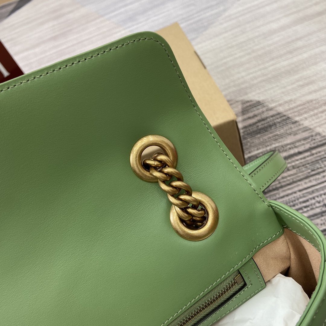 Gucci Marmont Avocado Green Leather Shoulder Bag with Chain Strap 14 i1743870162 6225 0