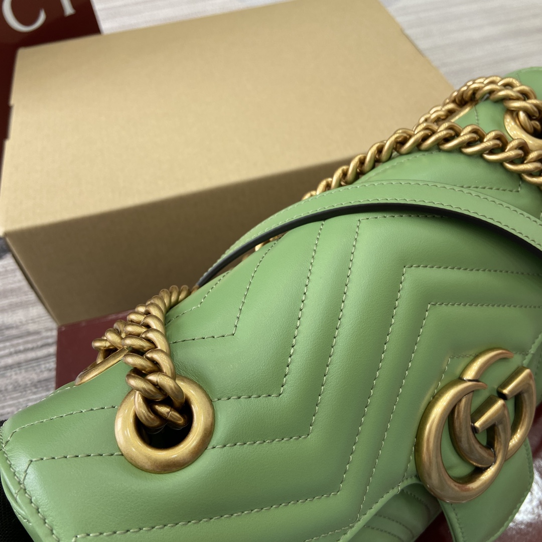 Gucci Marmont Avocado Green Leather Shoulder Bag with Chain Strap 11 i1743870162 6238 0