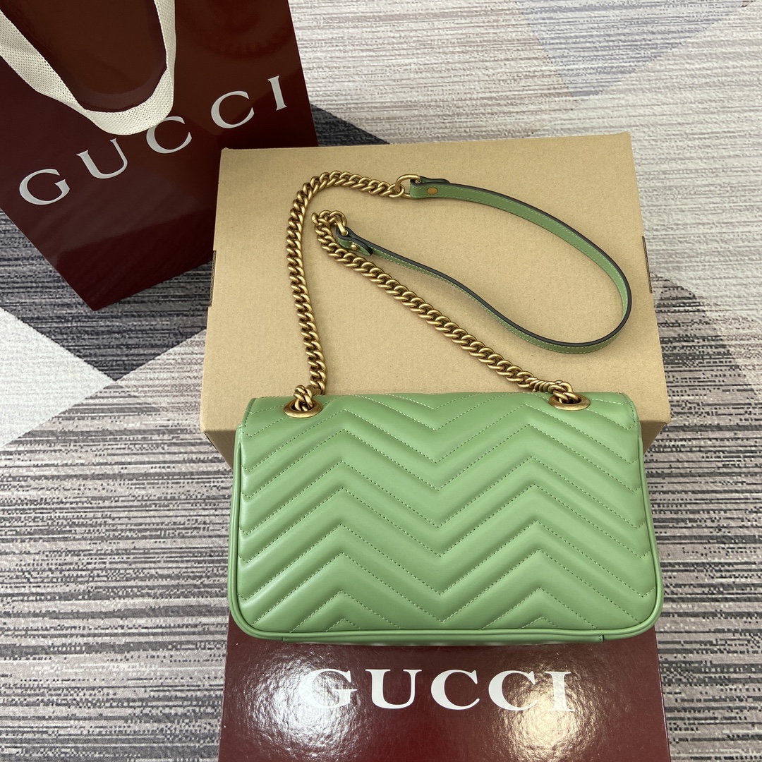 Gucci Marmont Avocado Green Leather Shoulder Bag with Chain Strap 4 i1743870162 738 0
