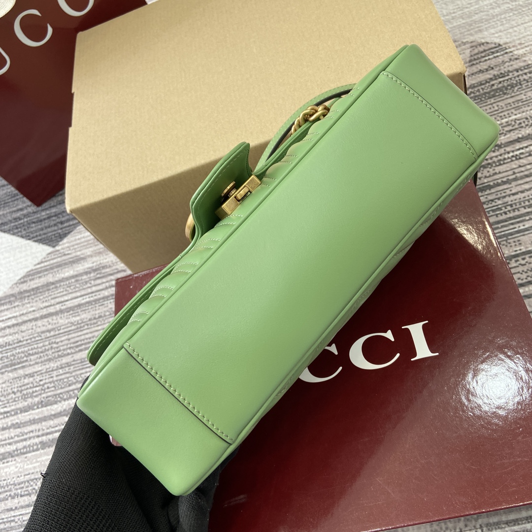 Gucci Marmont Avocado Green Leather Shoulder Bag with Chain Strap 7 i1743870162 902 0
