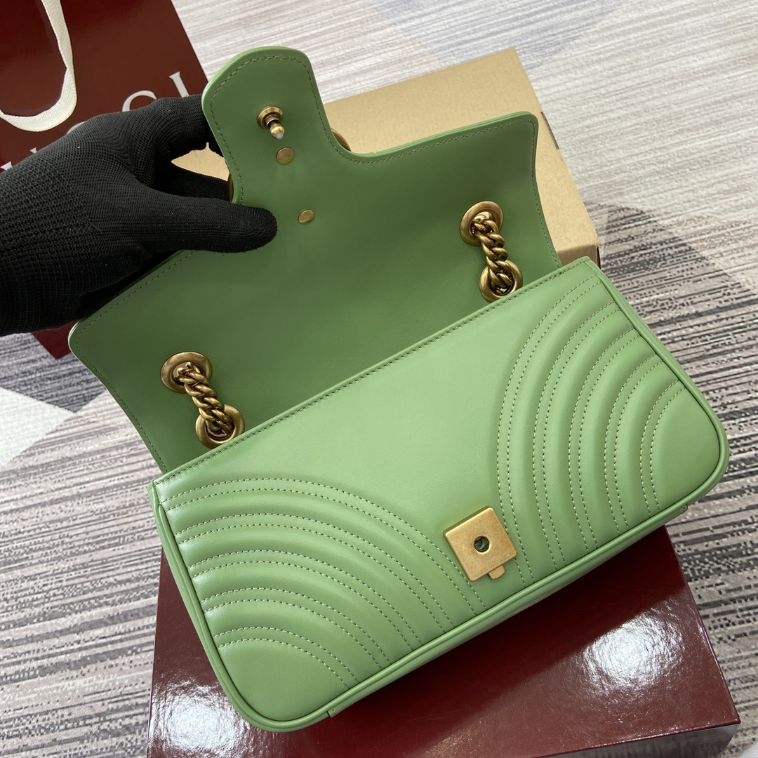 Gucci Marmont Avocado Green Leather Shoulder Bag with Chain Strap 13 i1743870162 9346 0
