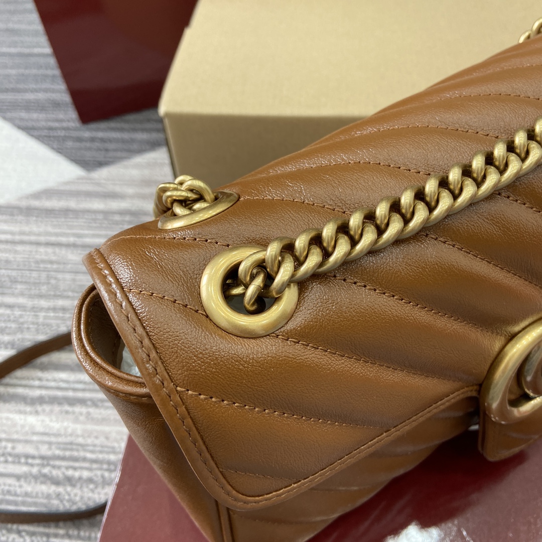 Gucci Marmont Caramel Shoulder Bag with Chain and Oversized Flap Closure 13 i1743870178 355 9