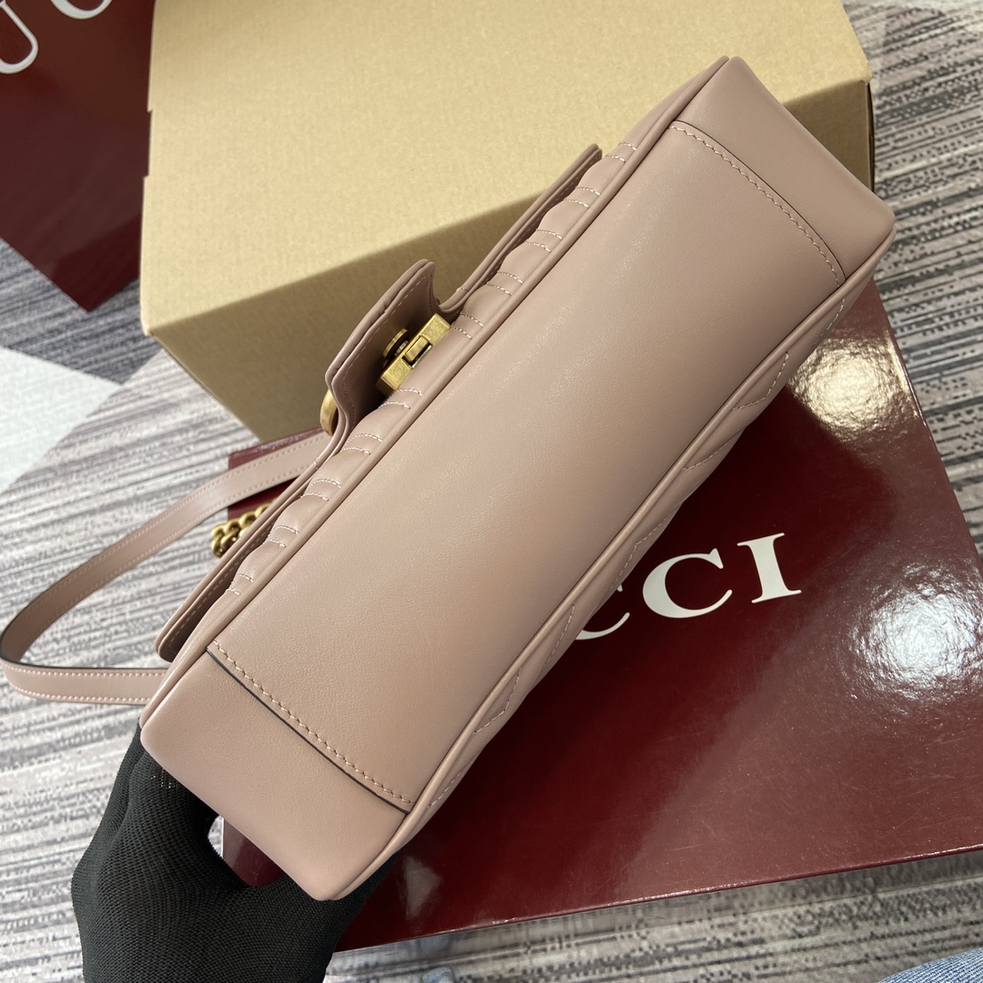 Gucci Marmont Leather Shoulder Bag with Chain Strap - Nude Pink 9 i1743870218 6120 1