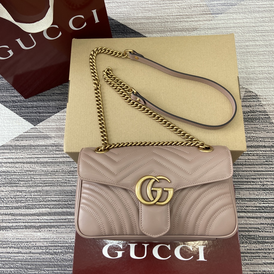 Gucci Marmont Leather Shoulder Bag with Chain Strap - Nude Pink 3 i1743870220 1677 0
