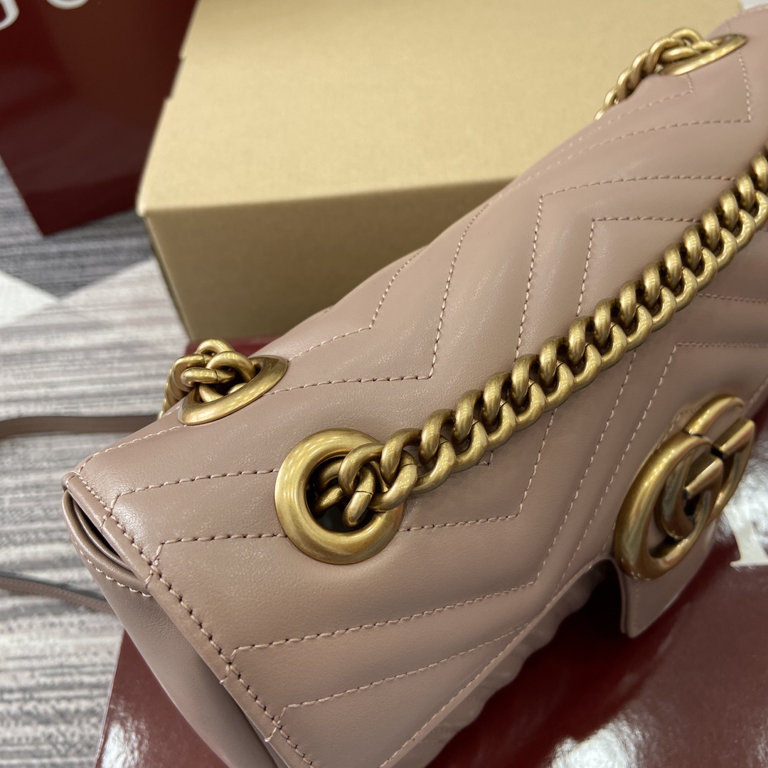 Gucci Marmont Leather Shoulder Bag with Chain Strap - Nude Pink 15 i1743870220 2251 0