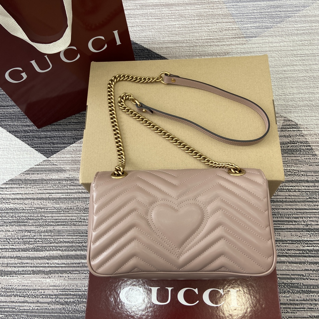Gucci Marmont Leather Shoulder Bag with Chain Strap - Nude Pink 4 i1743870220 2942 0