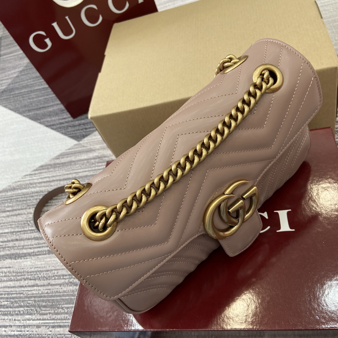 Gucci Marmont Leather Shoulder Bag with Chain Strap - Nude Pink 6 i1743870220 3571 0