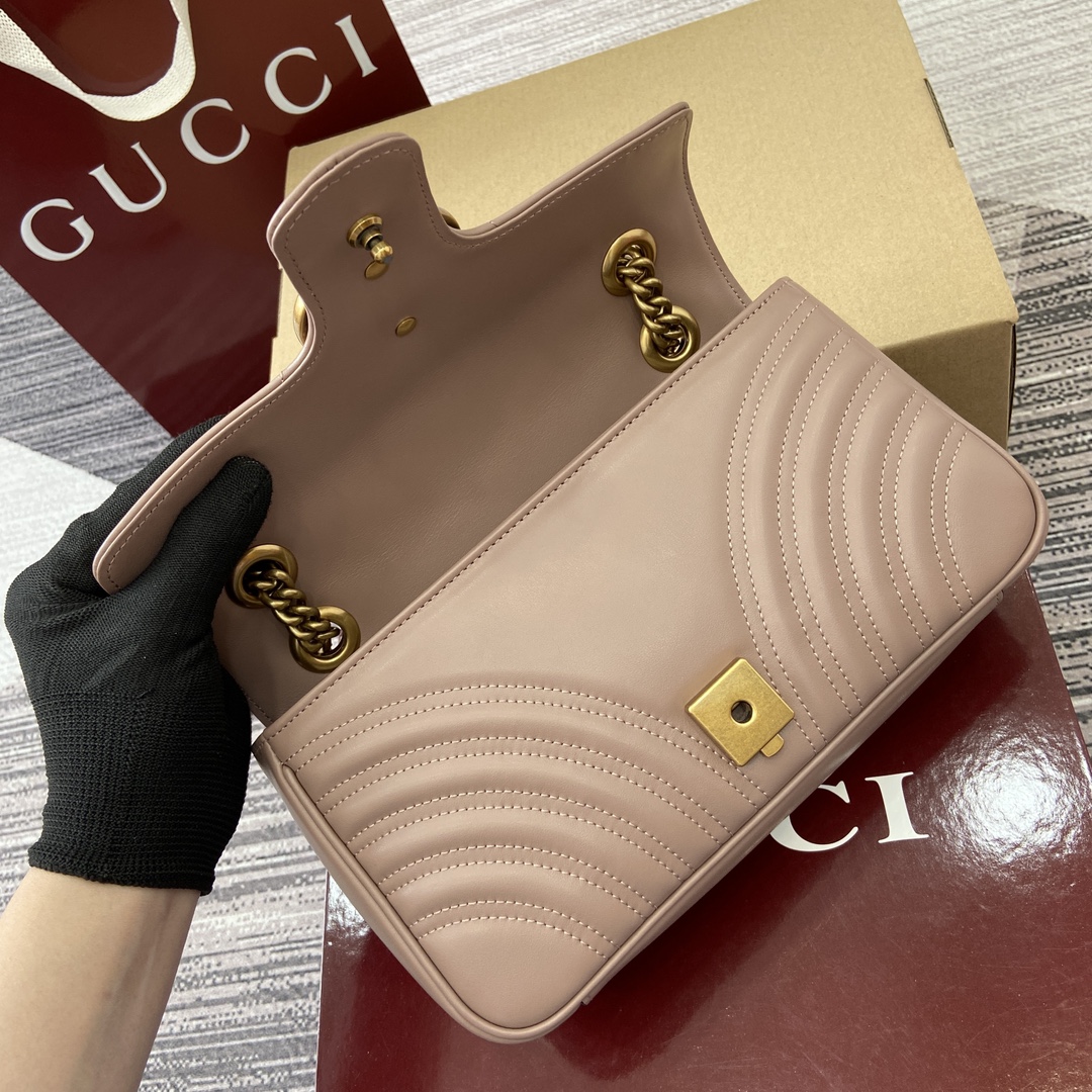 Gucci Marmont Leather Shoulder Bag with Chain Strap - Nude Pink 11 i1743870220 3715 0