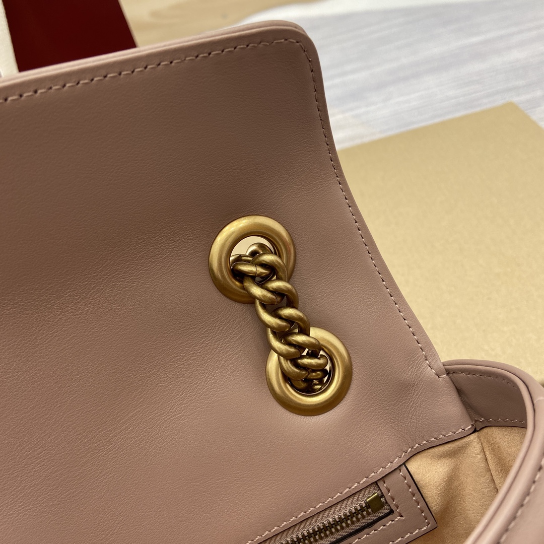 Gucci Marmont Leather Shoulder Bag with Chain Strap - Nude Pink 13 i1743870220 4278 0