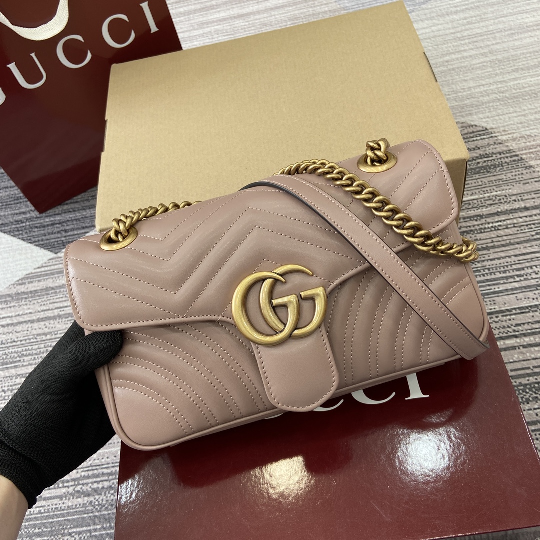 Gucci Marmont Leather Shoulder Bag with Chain Strap - Nude Pink 2 i1743870220 9628 0