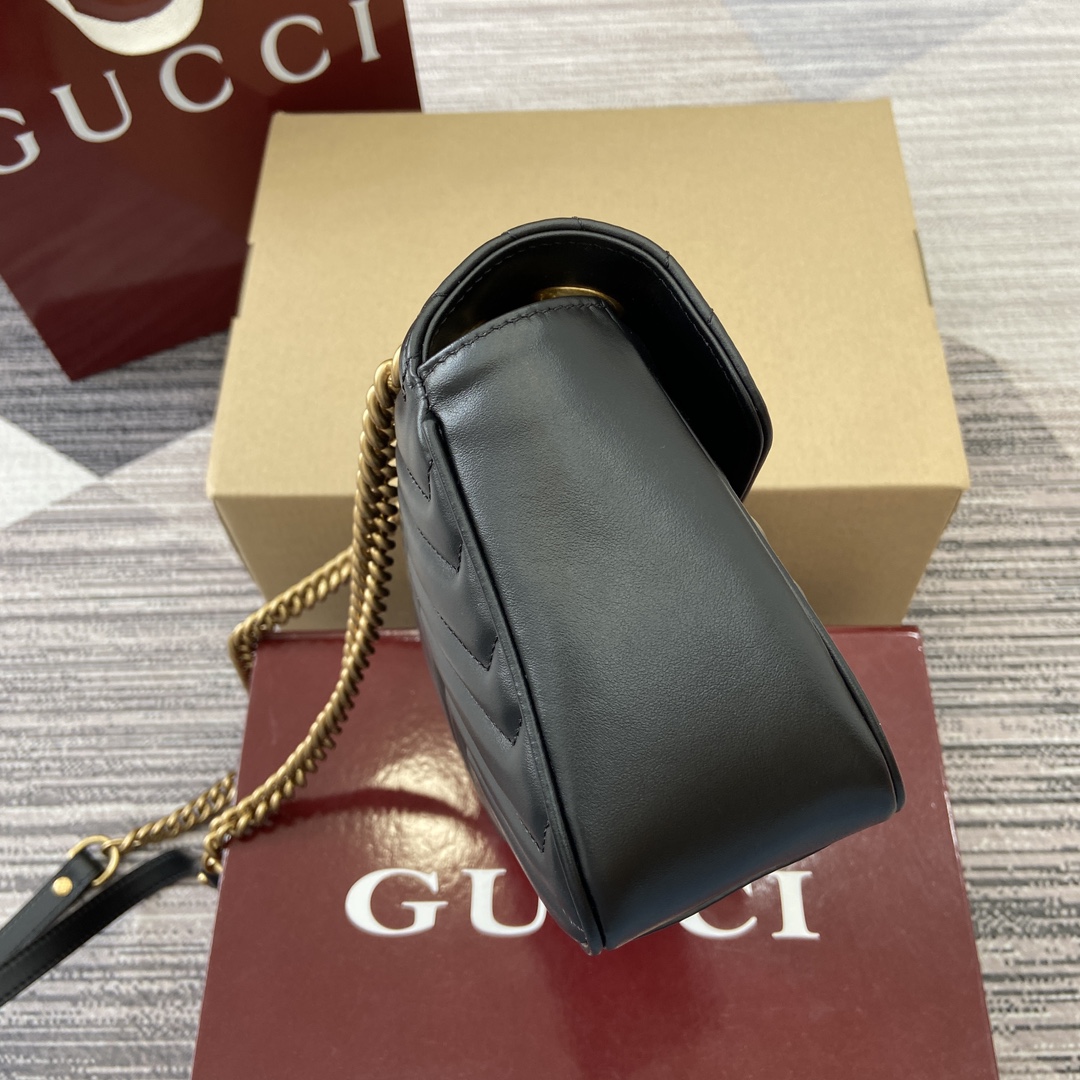 Gucci Marmont Chain Shoulder Bag - Black Leather with Gold-Toned Hardware 5 i1743870246 1421 2